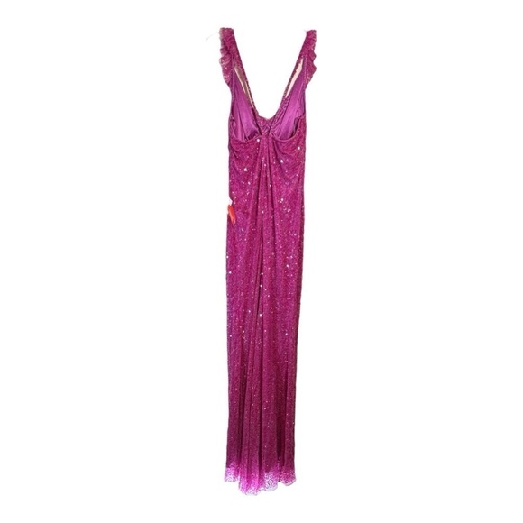 Mac Duggal Embellished Ruffle Strap Trumpet Gown in Fuchsia NWT - Picture 7 of 10